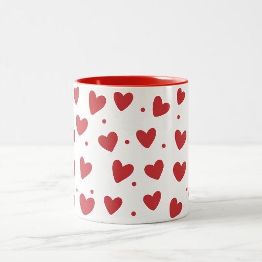 Valentin Hearts Pattern 14. Juli Zweifarbige Tasse (Mittel)