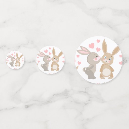 Valentin Kissing Rabbits Konfetti (Vorderseiten)