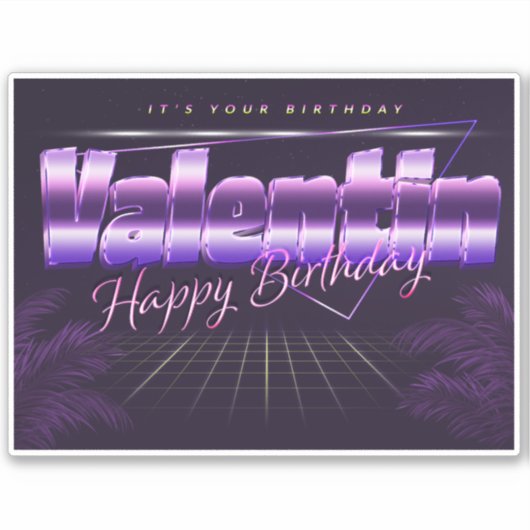 Valentin Name Vorname retro Sticker Geburtstag (Vorderseite)