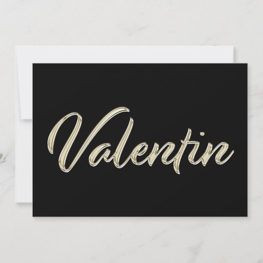 Valentin Name white gold Handwriting Karte (Vorderseite)