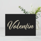 Valentin Name white gold Handwriting Karte (Stehend Vorderseite)