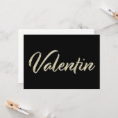 Valentin Name white gold Handwriting Karte (Vorderseite/Rückseite Beispiel)
