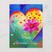 Valentin niedliches Herz und Blume Postkarte (Vorderseite)