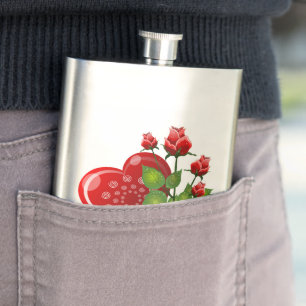 VALENTIN ROTES HERZ UND ROTE ROSEN FLACHMANN