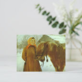 Valentin Serov- Bauernfrau mit Pferd Postkarte (Stehend Vorderseite)