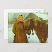Valentin Serov- Bauernfrau mit Pferd Postkarte (Vorne/Hinten)