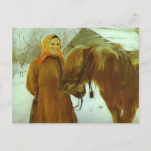Valentin Serov- Bauernfrau mit Pferd Postkarte