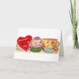 Valentin-Tageskarte für Vintagen Cupcake und Teacu Feiertagskarte