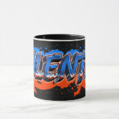 Valentin Vorname Name Graffiti blue orange Tasse (Zentrum)