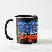 Valentin Vorname Name Graffiti blue orange Tasse (Links)