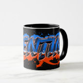 Valentin Vorname Name Graffiti blue orange Tasse (VorderseiteRechts)