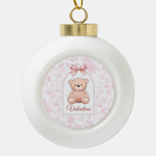 Valentina Benutzerdefiniertes rosa Teddy-Bär-Kin Keramik Kugel-Ornament