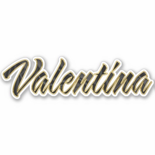 Valentina black gold Lettering Aufkleber Sticker (Vorderseite)