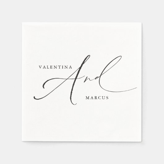 VALENTINA Chic Elegante Calligraphy Script Wedding Serviette (Vorderseite)