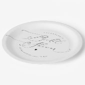 VALENTINA Elegantes Minimalistisches Script-Brautp Pappteller (Schrägansicht)