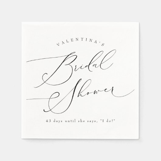 VALENTINA Elegantes Minimalistisches Script-Brautp Serviette (Vorderseite)