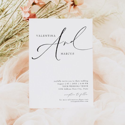 VALENTINA Elegantes Minimalistisches Skript Hochze Einladung