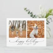 VALENTINA Elegantes Script 2 Foto Happy Holidays Einladung (Stehend Vorderseite)