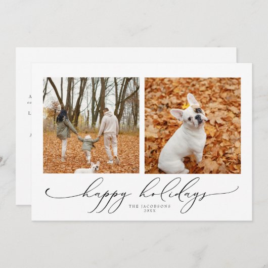 VALENTINA Elegantes Script 2 Foto Happy Holidays Einladung (Vorne/Hinten)