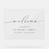 VALENTINA Elegantes Skript Hochzeit Willkommen Acrylschild (Vorderseite)