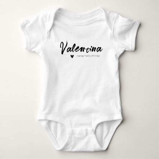 Valentina Name Reveal Bedeutung Minimal Moderne Sc Baby Strampler (Vorderseite)