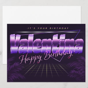 Valentina Name Vorname lila retro Karte Geburtstag