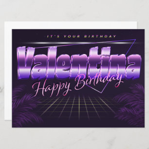 Valentina Name Vorname lila retro Karte Geburtstag