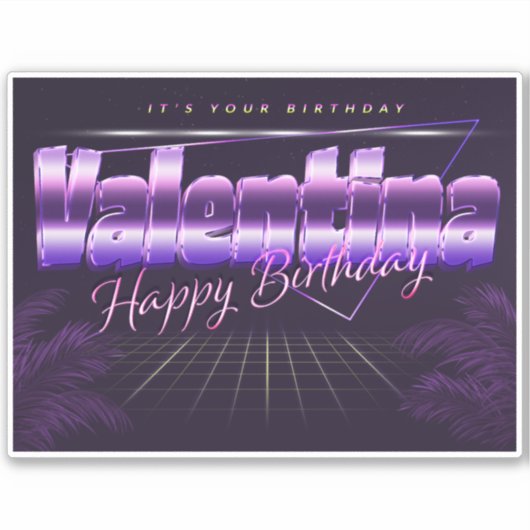 Valentina Name Vorname retro Sticker Geburtstag (Vorderseite)