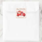 Valentinas Cupiden liefern Red Watercolor Truck Quadratischer Aufkleber (Tasche)