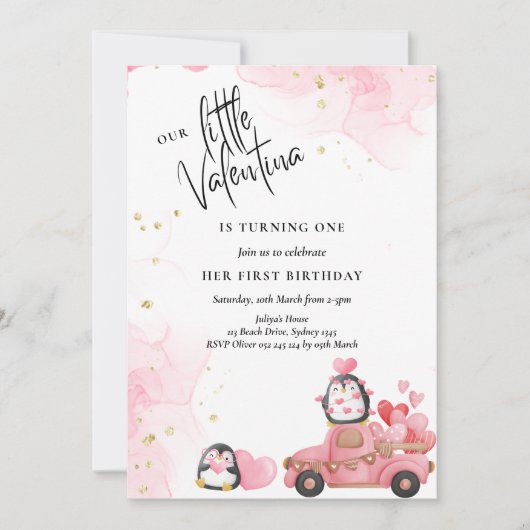 Valentinas erste Einladung zum Geburtstag (Vorderseite)