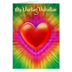 Valentinas Karte psychedelische Liebe Herzdesign.