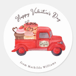 Valentinas Lieferroter Lkw Runder Aufkleber