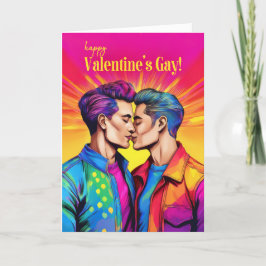 Valentinas Pop Gay Male Couple Rainbow Art Theme Feiertagskarte