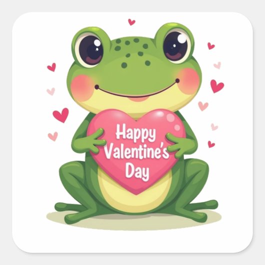 Valentinatfrosch Quadratischer Aufkleber (Vorderseite)
