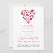 ValentinBaby Dusche in Rosa und Blau Einladung (Vorderseite)