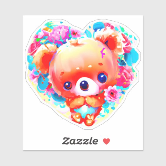 Valentinbär Aufkleber (Blatt)