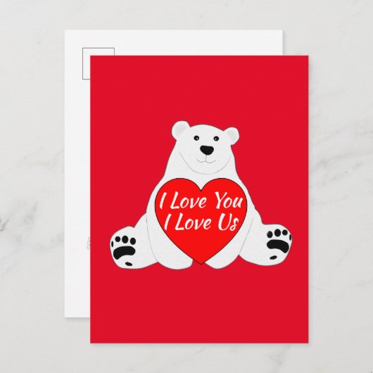 Valentinbär mit Herz Postkarte (Vorne/Hinten)