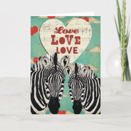 Valentincard Zebras Heart Valentine Feiertagskarte