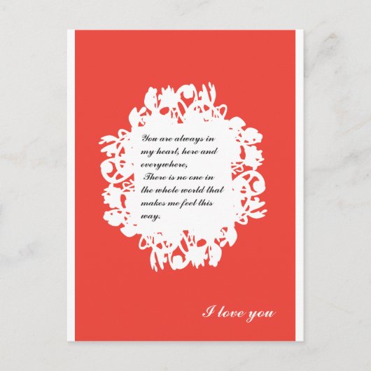 Valentine-12 Feiertagspostkarte (Vorderseite)