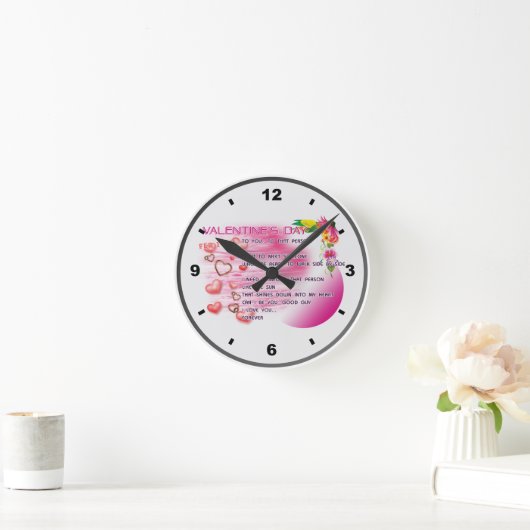 Valentine 2026-Clock-ENG Runde Wanduhr (Zuhause)
