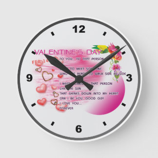 Valentine 2026-Uhr-DEU Runde Wanduhr