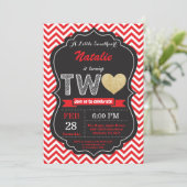 Valentine 2. Geburtstag Little Sweetheart Einladung (Stehend Vorderseite)