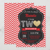 Valentine 2. Geburtstag Little Sweetheart Einladung (Vorne/Hinten)