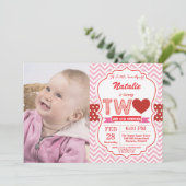 Valentine 2. Geburtstag Little Sweetheart Einladung (Stehend Vorderseite)