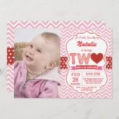 Valentine 2. Geburtstag Little Sweetheart Einladung (Vorne/Hinten)