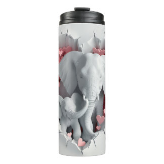 Valentine 3D Mama & Baby Elephants Tumbler Wrap Thermosbecher