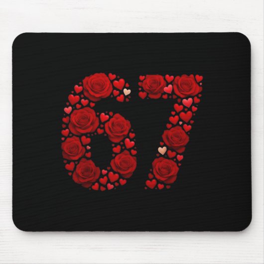 Valentine 67 Meme Rose Herzen Lustig Sechs Sieben Mousepad (Vorne)
