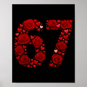 Valentine 67 Meme Rose Herzen Lustig Sechs Sieben  Poster