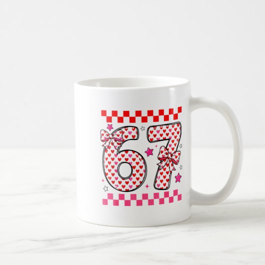 Valentine 67 Six Seven 6 7 Funny Heart Bow For Kid Kaffeetasse (Rechts)