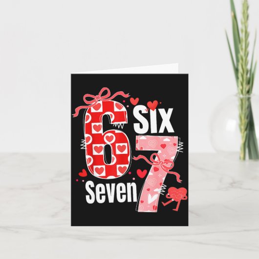 Valentine 67 Six Seven Heart Coquette Bow Valentin Karte (Vorderseite)